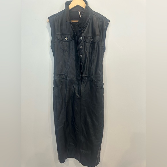 Free People Faux Vegan Leather Midi Dress - Picture 3 of 5